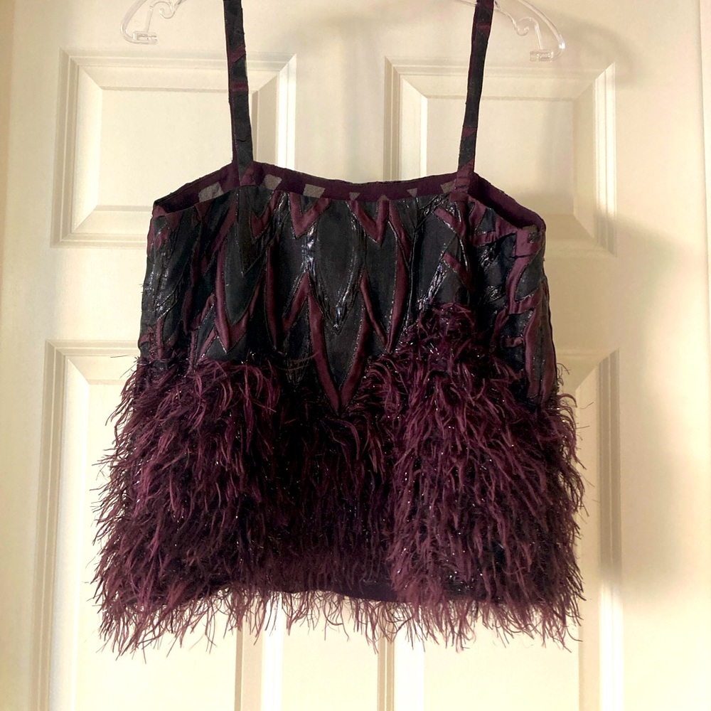 Anthropologie Purple Feathered Camisole